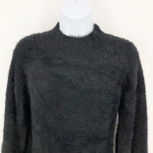 BARDOT Women's Knit Mini Dress Medium Black Bell Sleeve Mock Neck NWOT - Picture 5 of 13